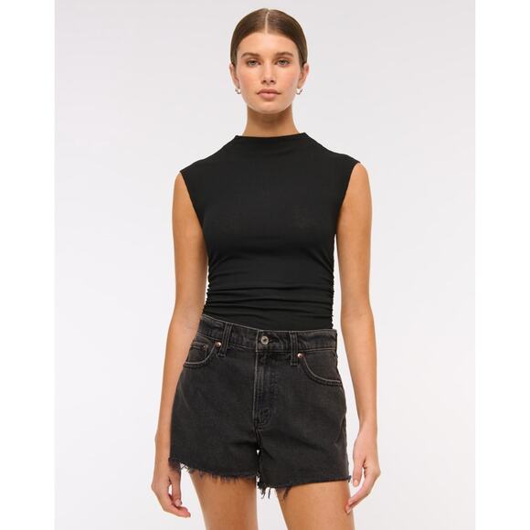 Abercrombie & Fitch Shorts WMNS 28/6R Crop Wide Leg Ultra High Rise Washed Black - Picture 2 of 8